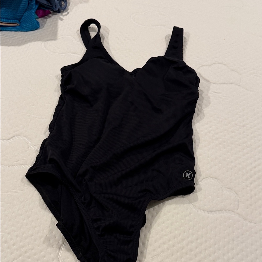Hurley Black Ribbed One-Piece Swimsuit